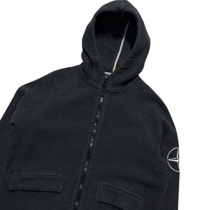 Stone Island Heavy Knit Hoodie | Large, Black