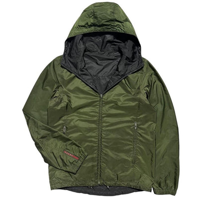 Prada Nylon Reversible Jacket | Medium, Black, Olive Green
