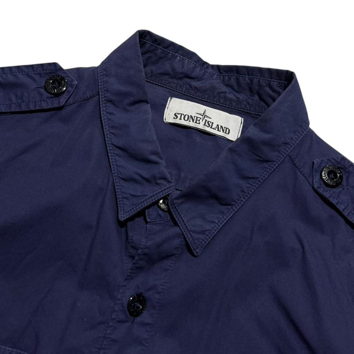 Stone Island Button Up Shirt | Large, Navy