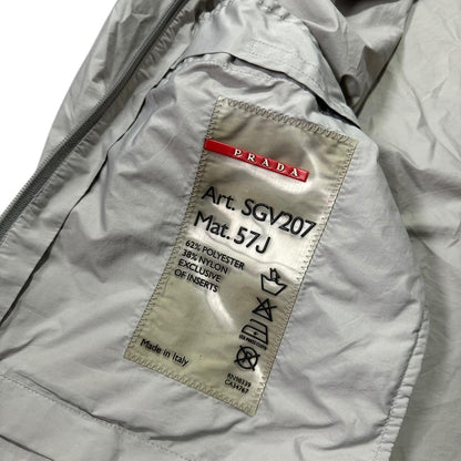 Prada Tape Logo Packable Grey Nylon Jacket