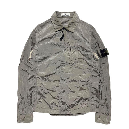 Stone Island Nylon Metal Overshirt | Small, Metallic Grey