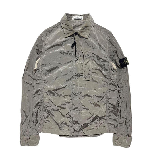 Stone Island Nylon Metal Overshirt | Small, Metallic Grey