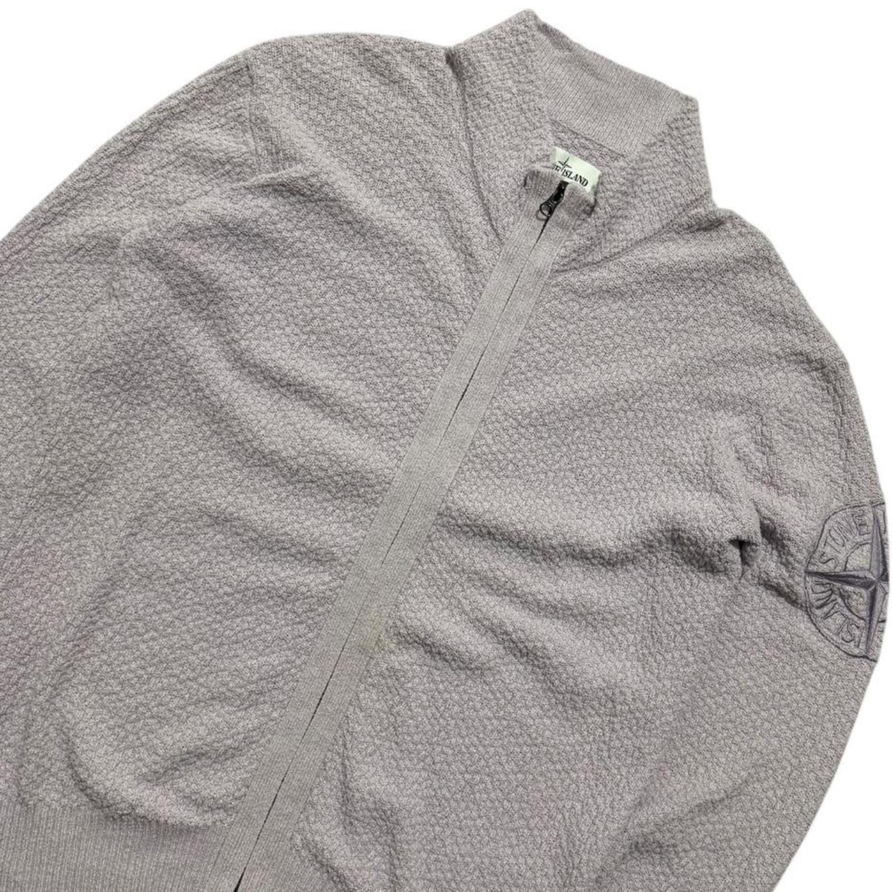 Stone Island Full Zip Knit | Small, Light Grey