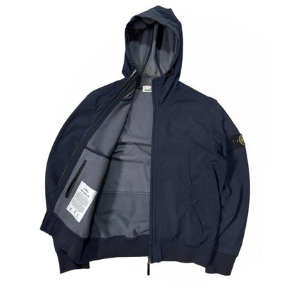 Stone Island Navy Hooded Soft Shell Jacket