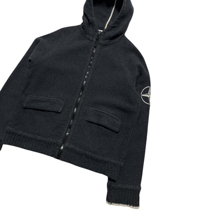 Stone Island Heavy Knit Hoodie | Large, Black