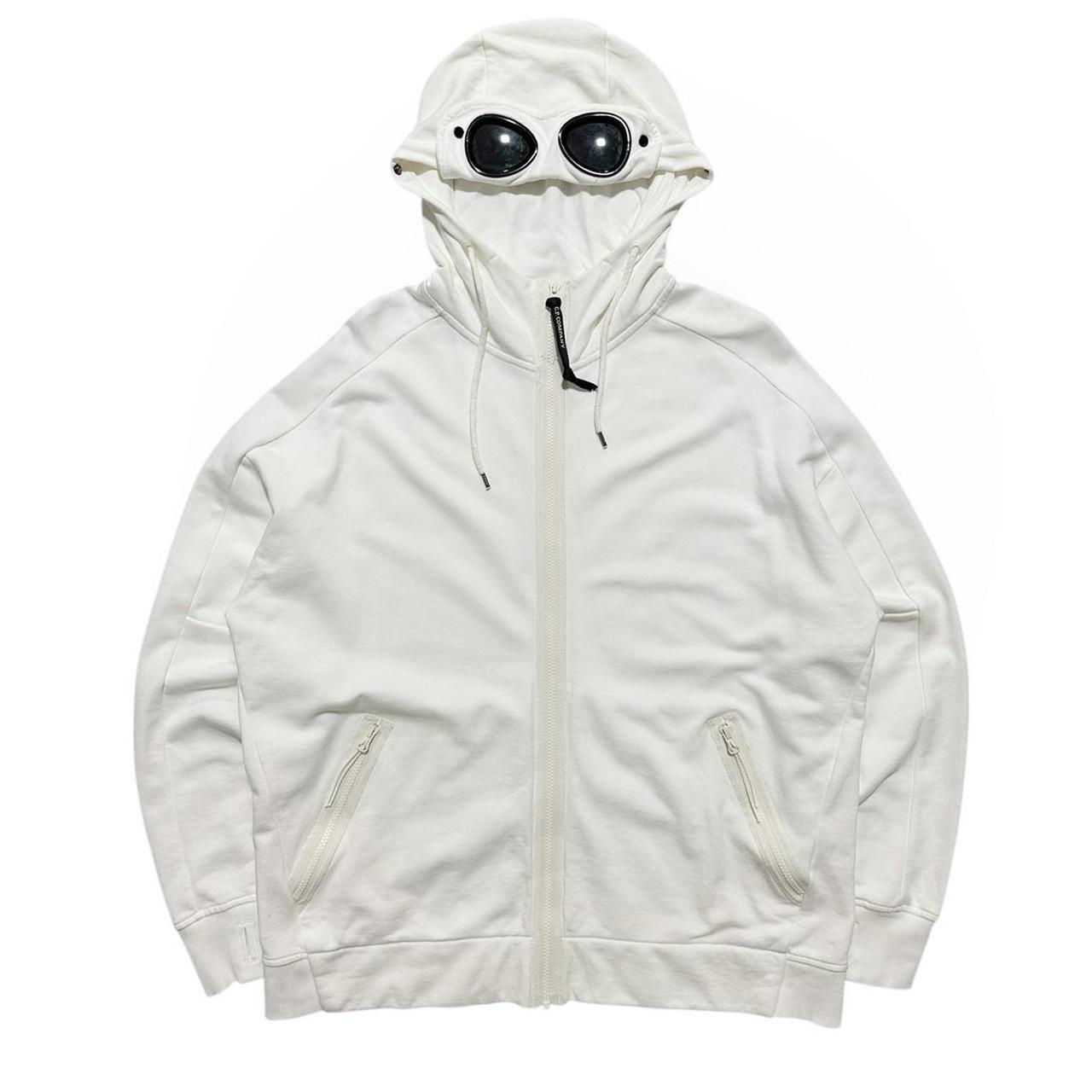 CP Company White Full Zip Goggle Hoodie | XXL, White