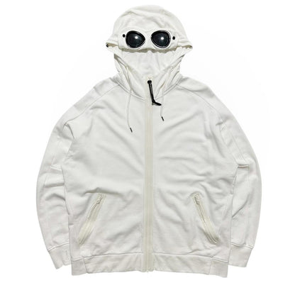 CP Company White Full Zip Goggle Hoodie | XXL, White