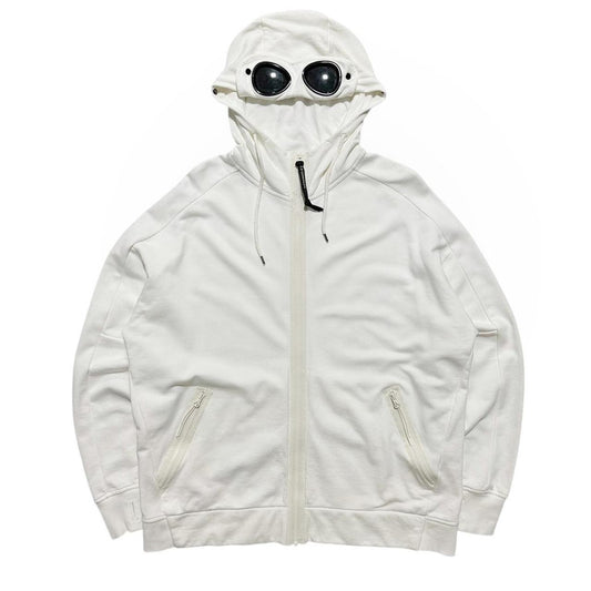 CP Company White Full Zip Goggle Hoodie | XXL, White