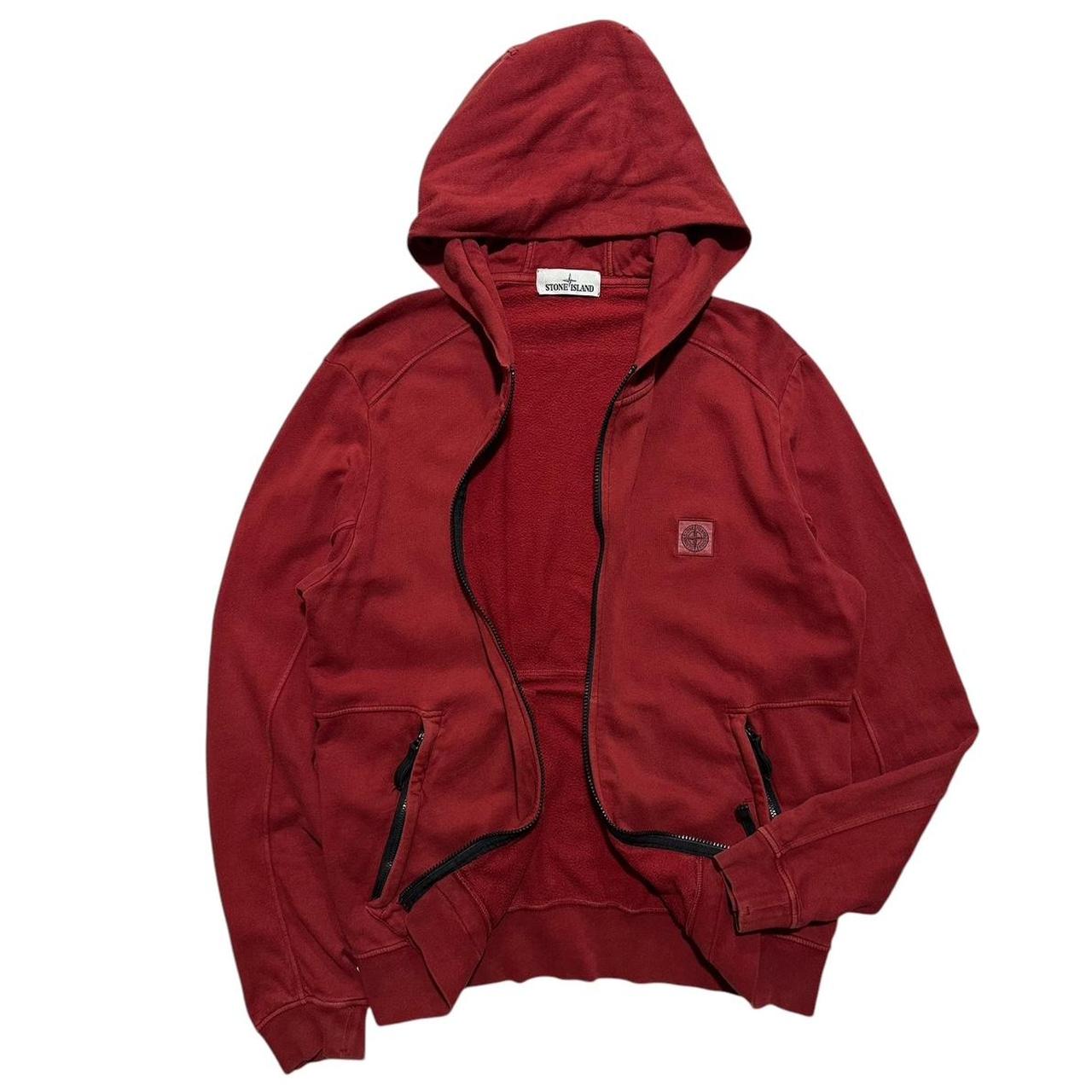 Stone Island Red Zip Hoodie
