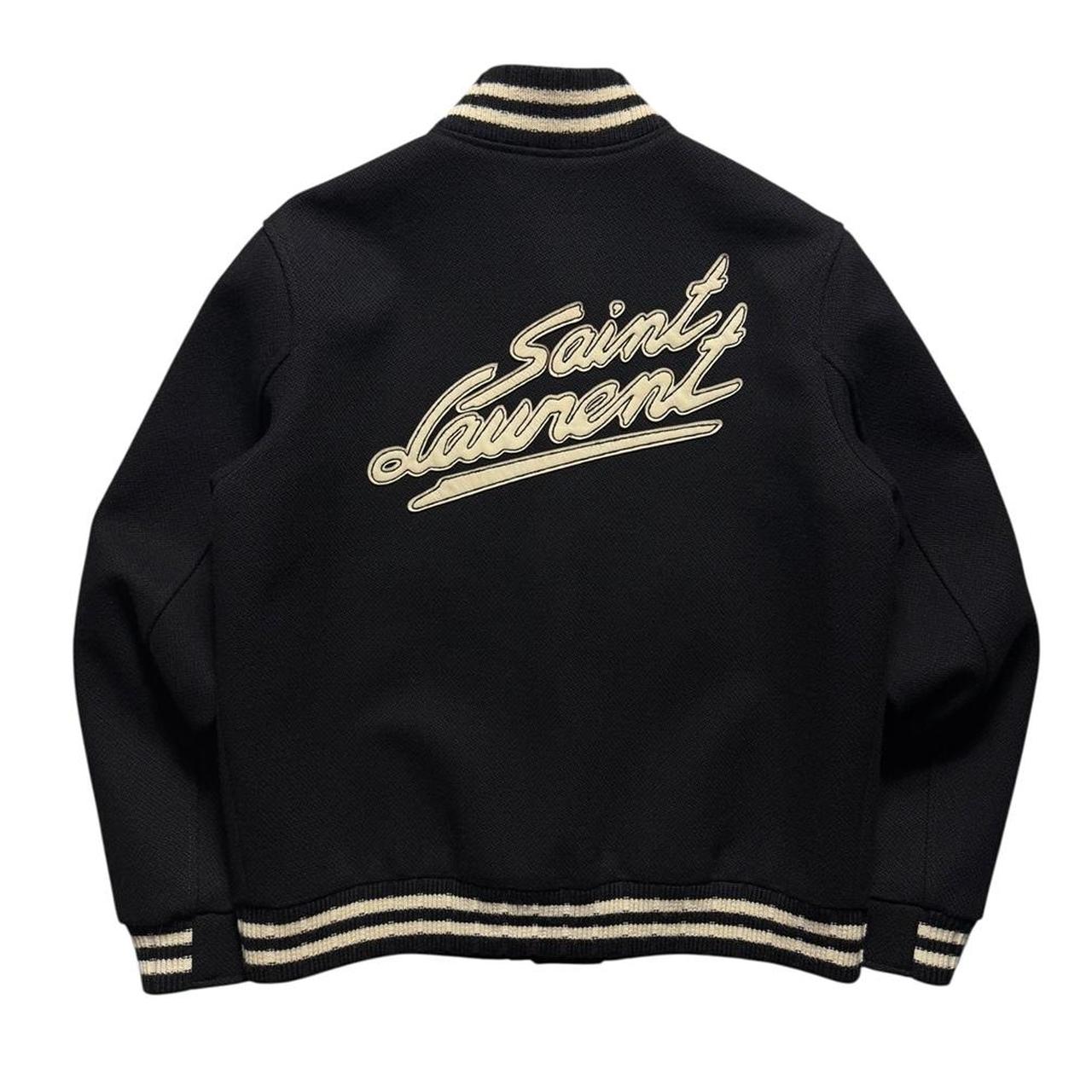 Saint Laurent Paris Teddy Backprint Varsity Jacket
