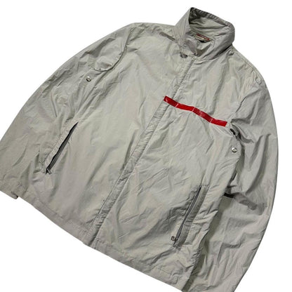 Prada Tape Logo Packable Grey Nylon Jacket