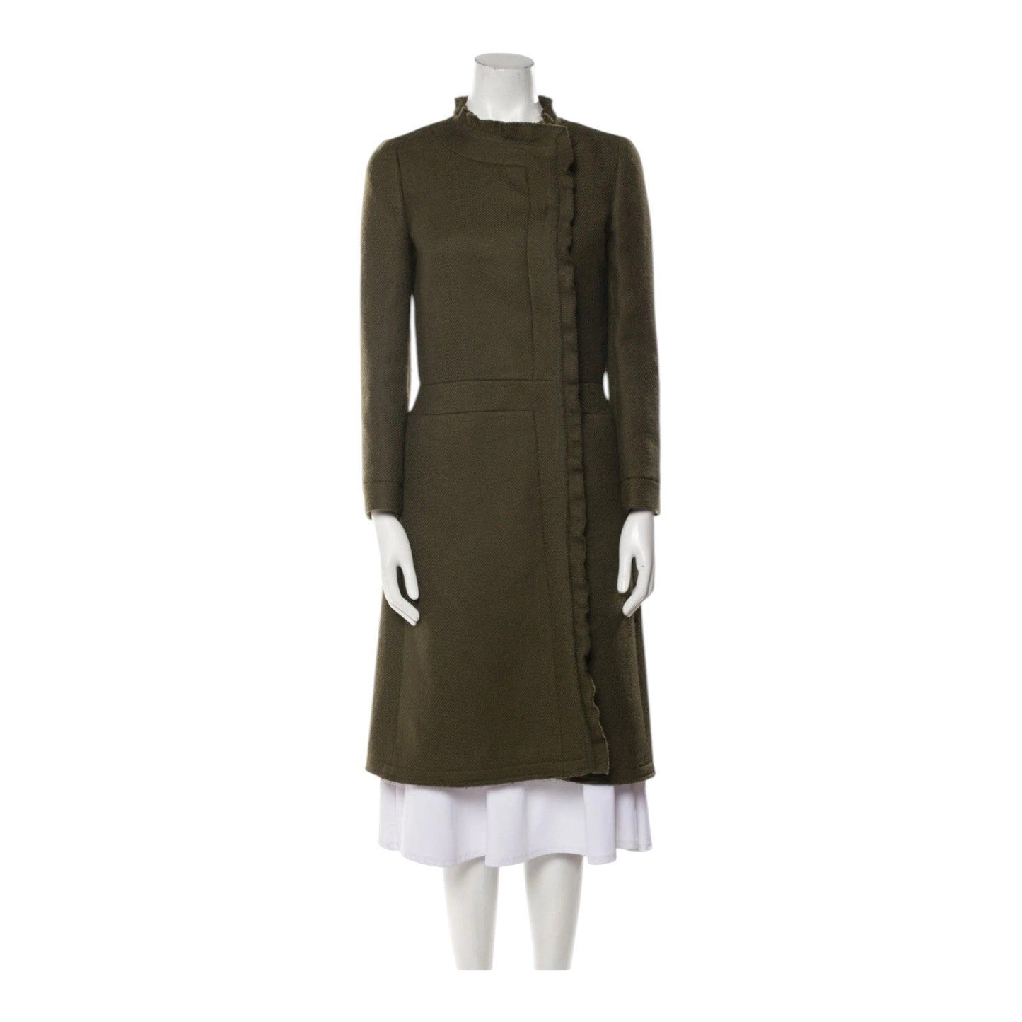 Prada Trench Coat 100% Wool, Size UK 8 | O/S, Green