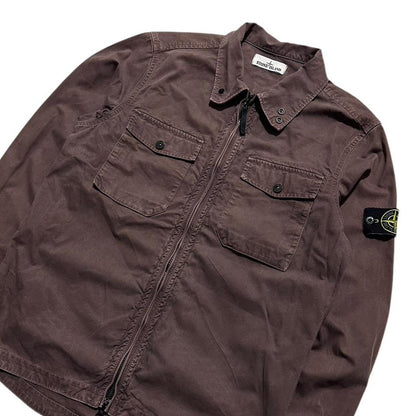 Stone Island Burgundy Canvas Overshirt