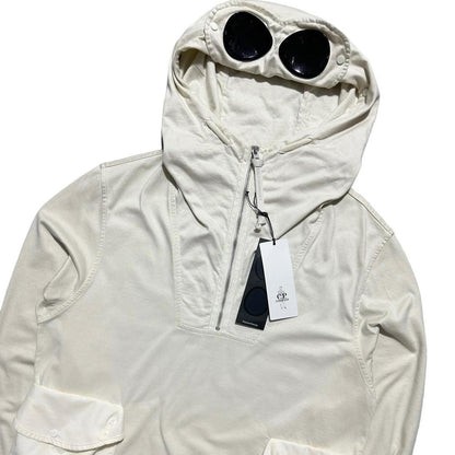 CP Company Cream Quarter Zip Goggle Hoodie - Known Source