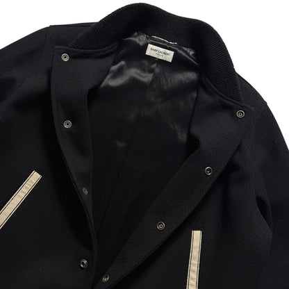 Saint Laurent Paris Teddy Backprint Varsity Jacket