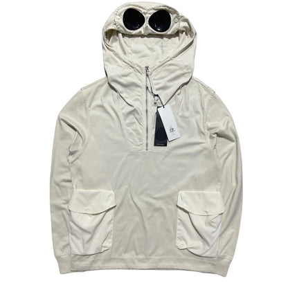 CP Company Cream Quarter Zip Goggle Hoodie - Known Source