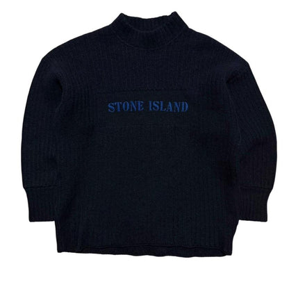 Stone Island Late 80's Heavy Knit Pullover Jumper | Large, Navy