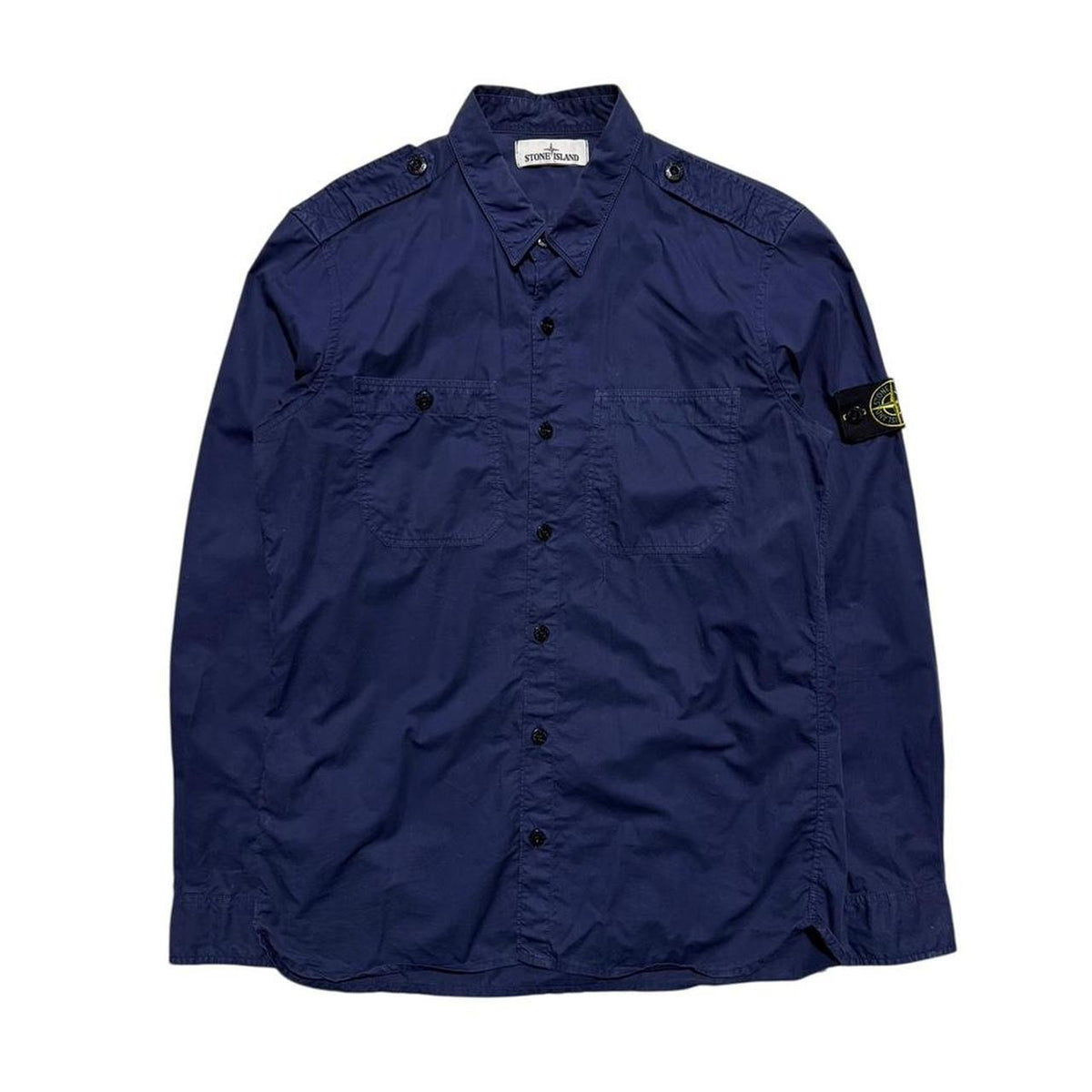 Stone Island Button Up Shirt | Large, Navy