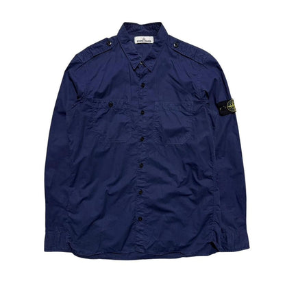 Stone Island Button Up Shirt | Large, Navy