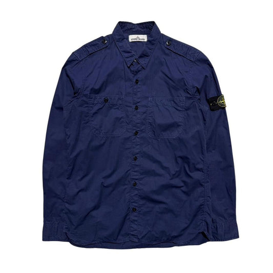 Stone Island Button Up Shirt | Large, Navy