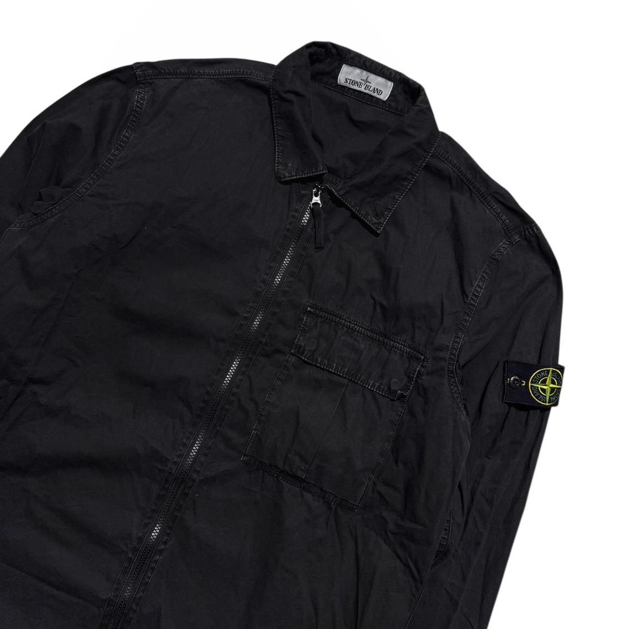 Stone Island Black Canvas Overshirt | XL, Black