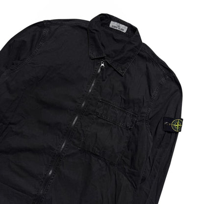 Stone Island Black Canvas Overshirt | XL, Black
