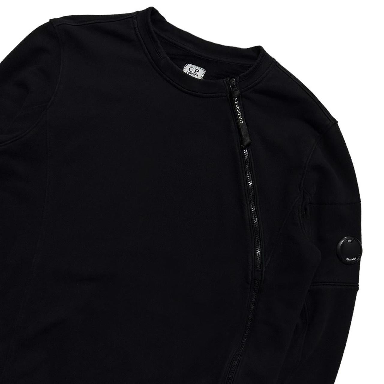 CP Company Diagonal Zip Black Pullover Crewneck