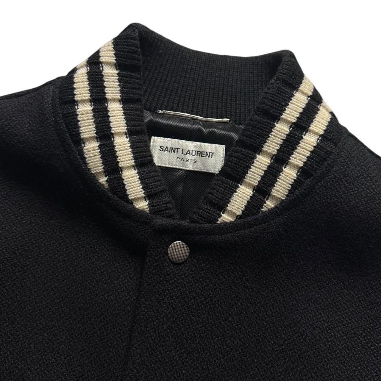 Saint Laurent Paris Teddy Backprint Varsity Jacket