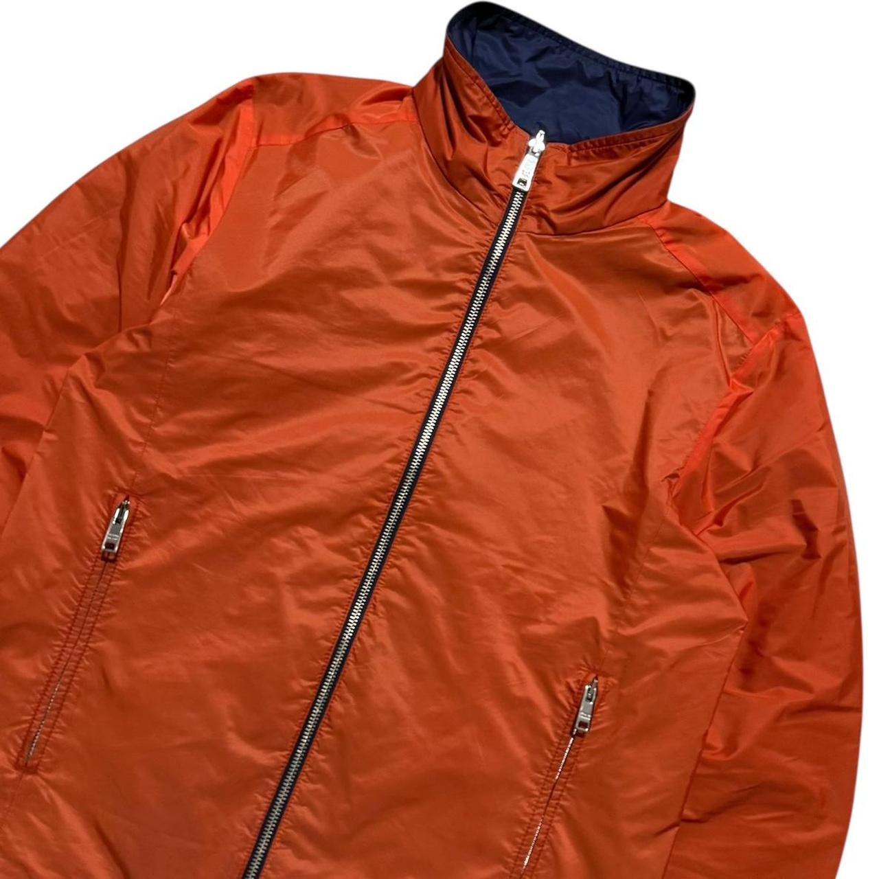 Prada Reversible Nylon Windbreaker Jacket | Small, Navy, Orange