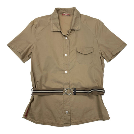 Vintage Prada Sport Belt Shirt, Size 44 | O/S, Beige