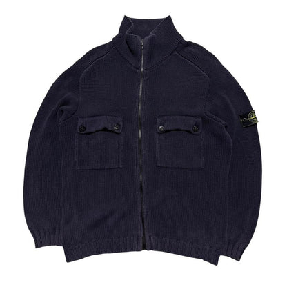 Stone Island 1998 Heavy Knit Full Zip | XL, Navy