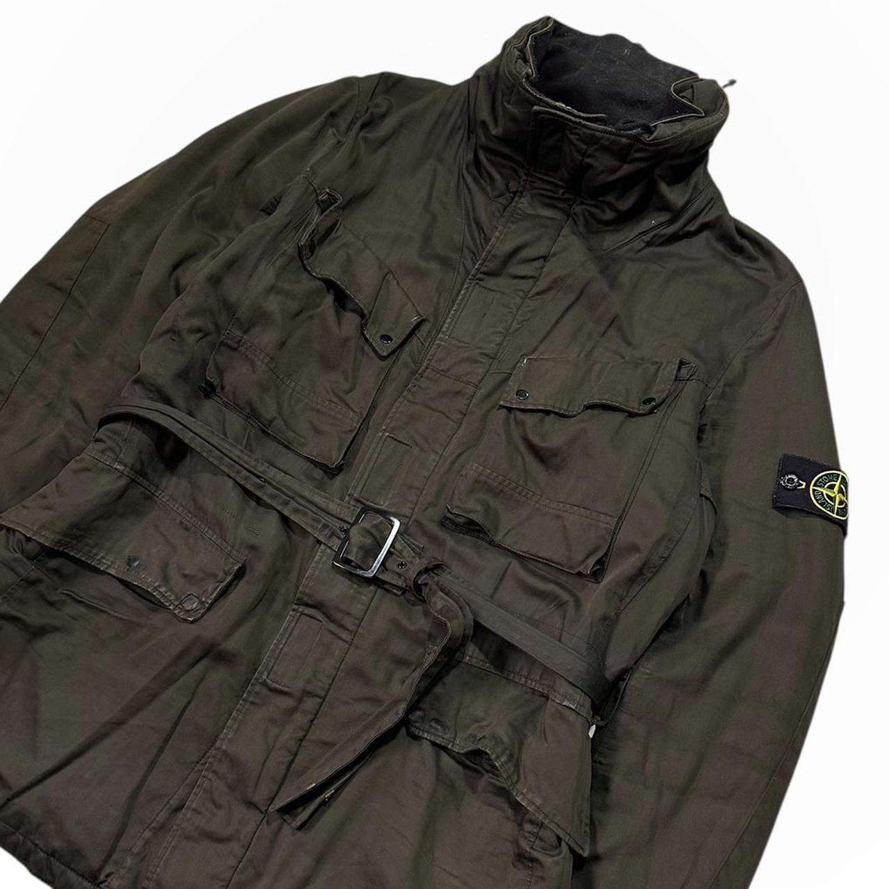 Stone Island Brown Raso Gommato Belted Jacket