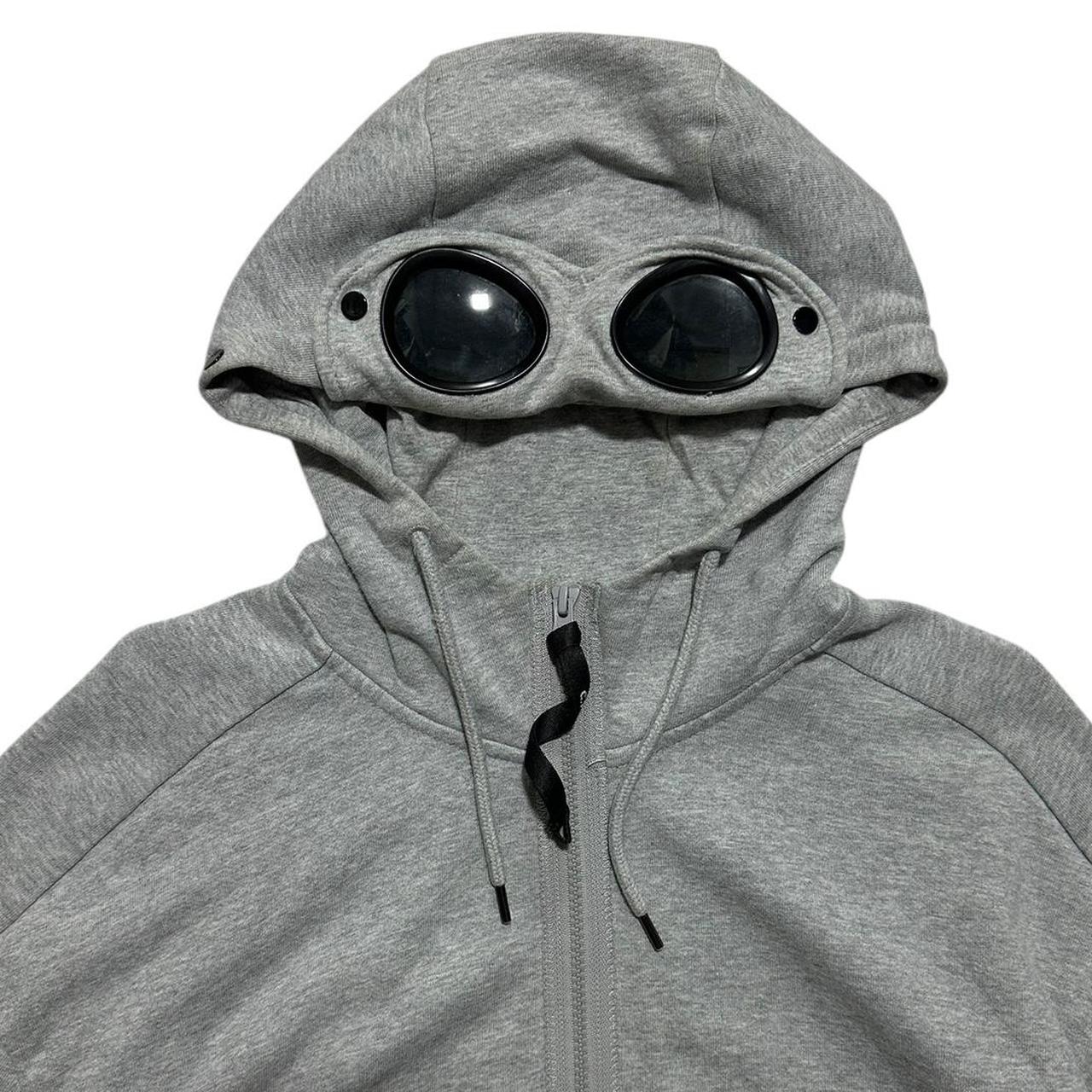CP Company Grey Full Zip Goggle Hoodie | Small, Grey