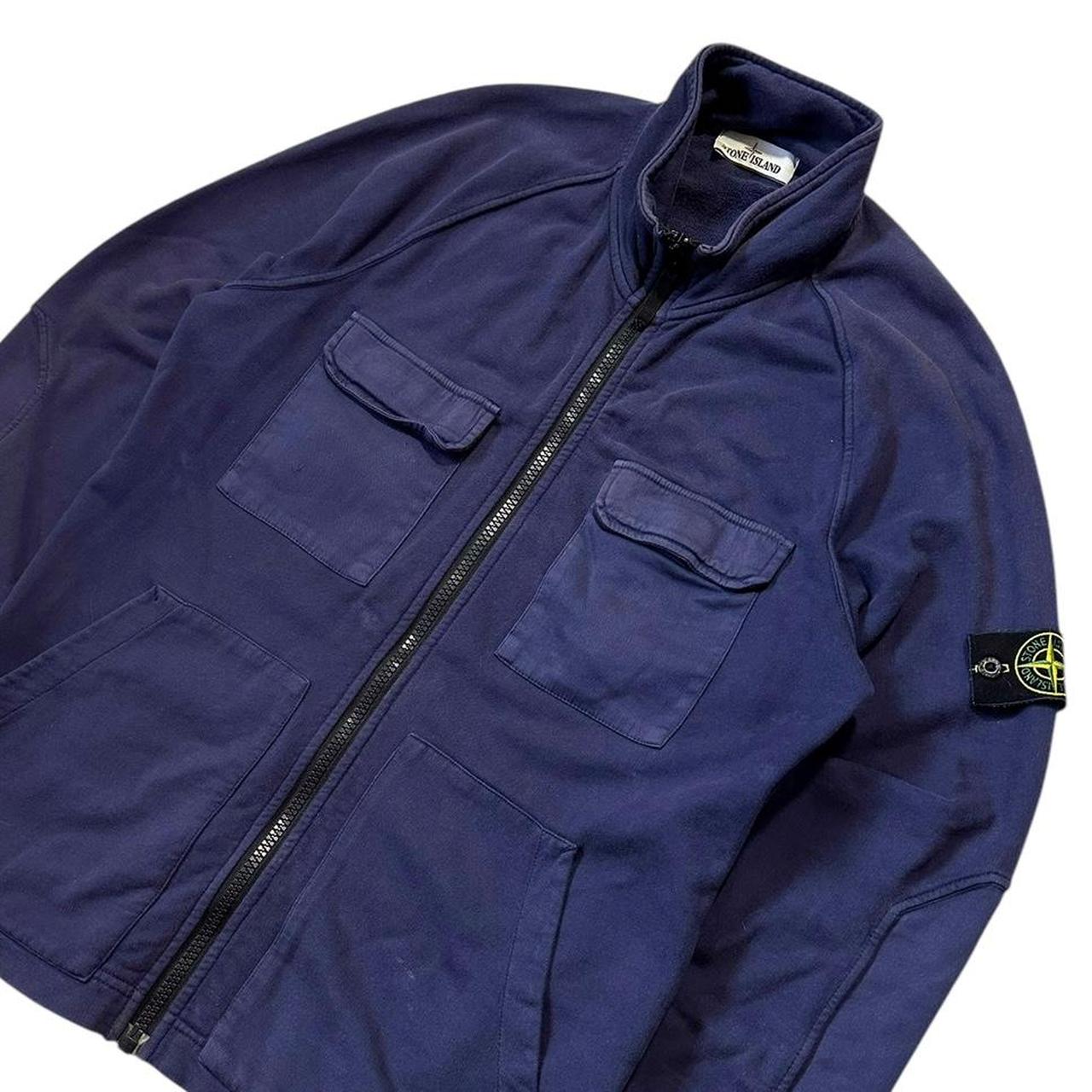 Stone Island Blue Cotton Zip Jacket