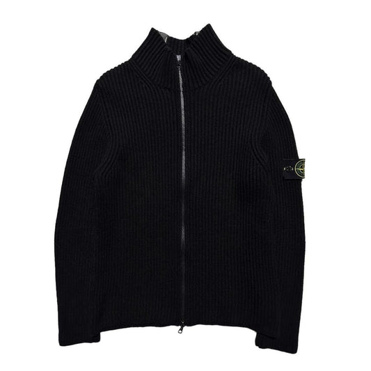 Stone Island Black Ribbed Full Zip