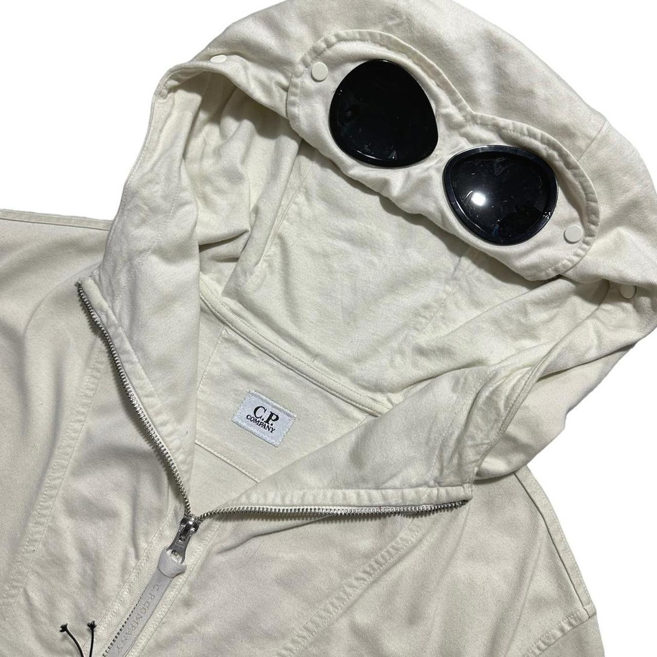 CP Company Cream Quarter Zip Goggle Hoodie - Known Source