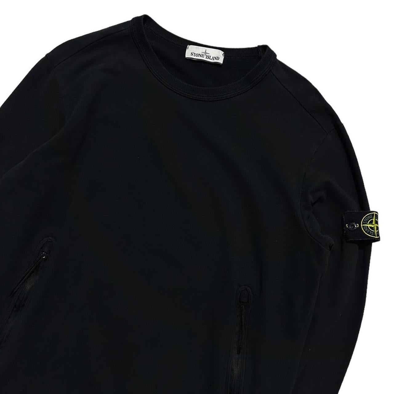 Stone Island Black Double Pocket Crewneck