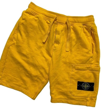 Stone Island Yellow Cotton Shorts | Small, Yellow