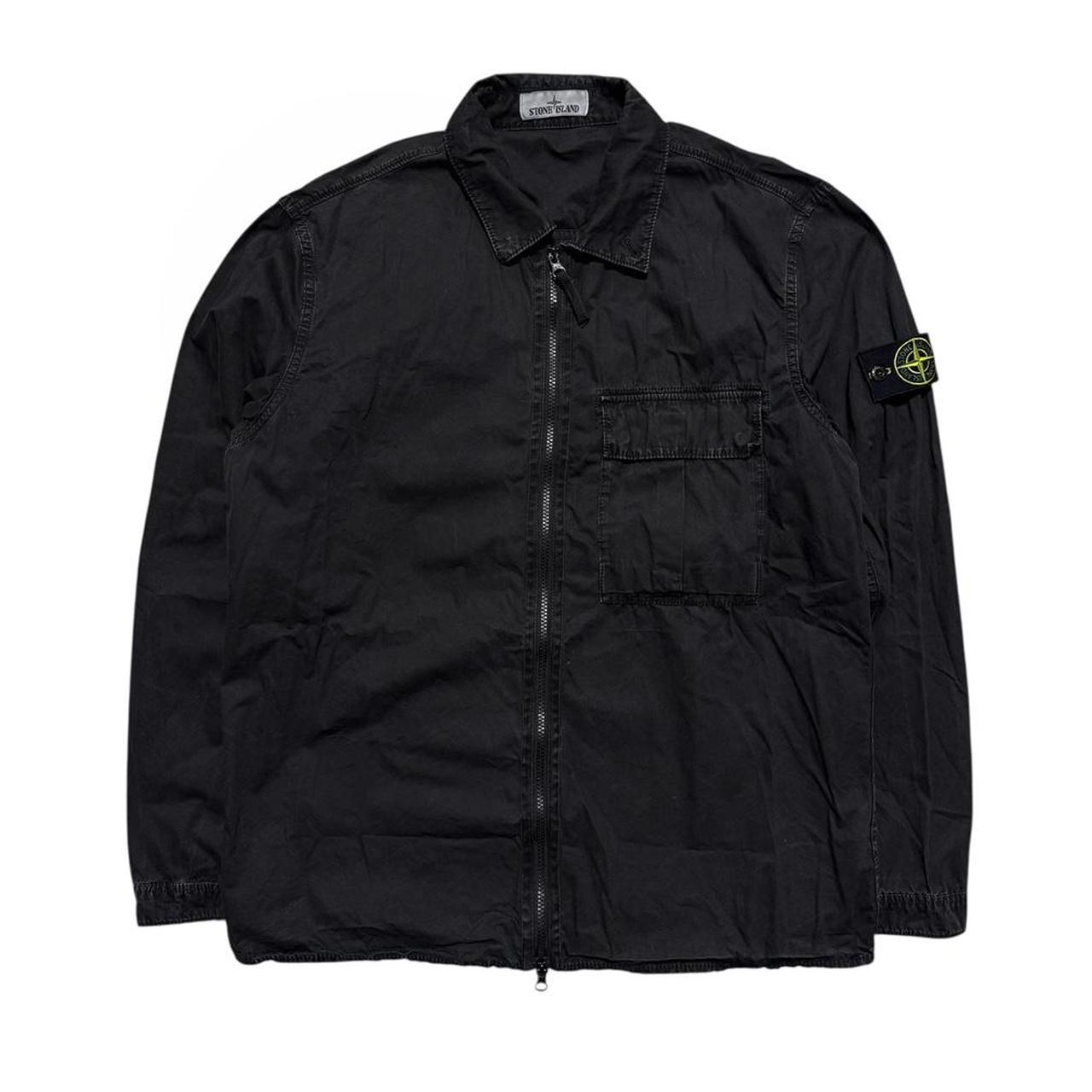 Stone Island Black Canvas Overshirt | XL, Black