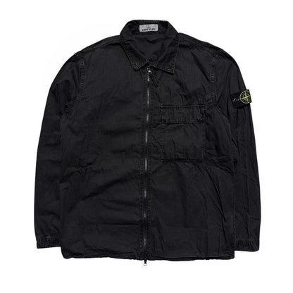 Stone Island Black Canvas Overshirt | XL, Black