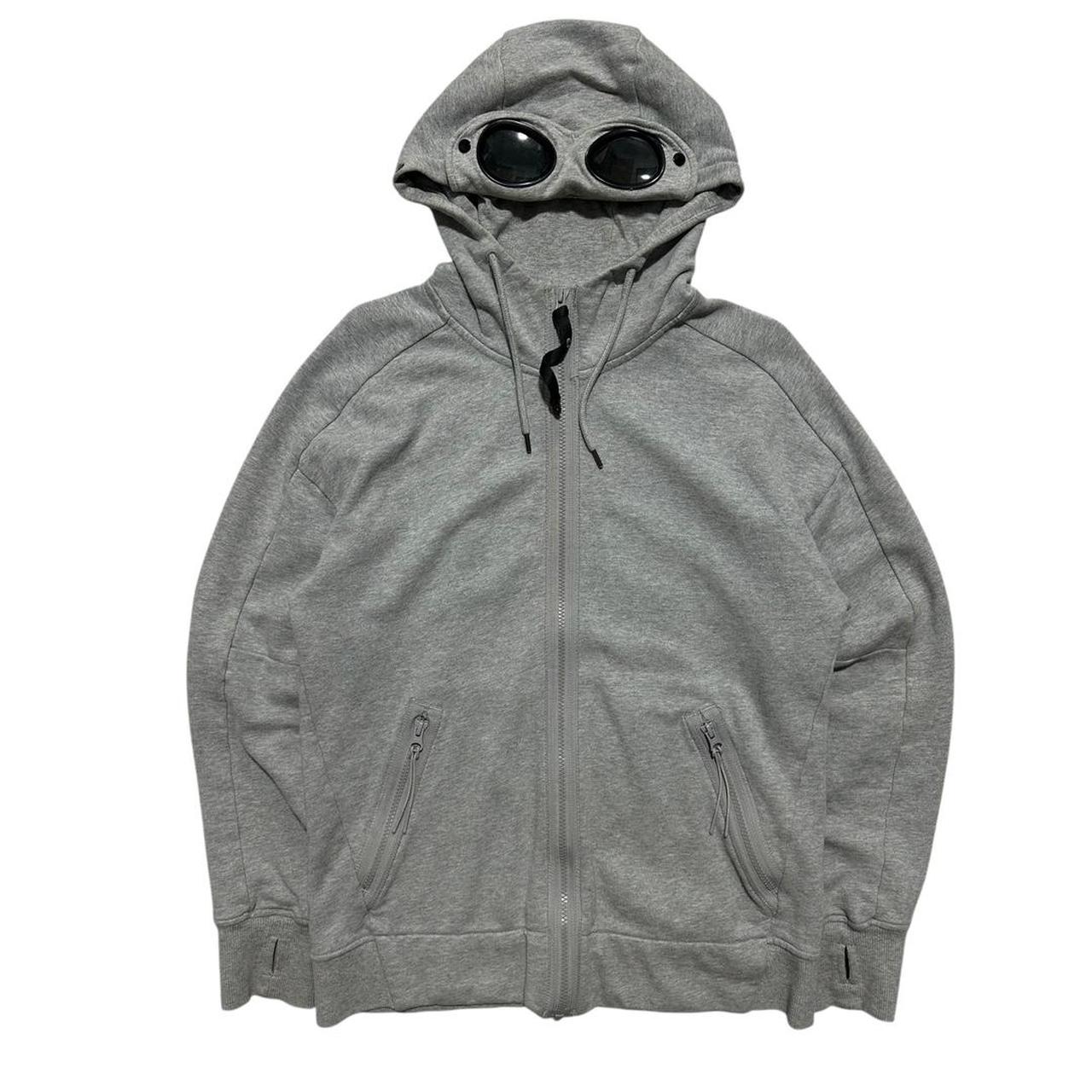 CP Company Grey Full Zip Goggle Hoodie | Small, Grey