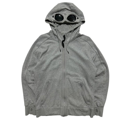 CP Company Grey Full Zip Goggle Hoodie | Small, Grey