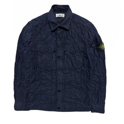 Stone Island Blue Quilted Overshirt | Medium, Blue
