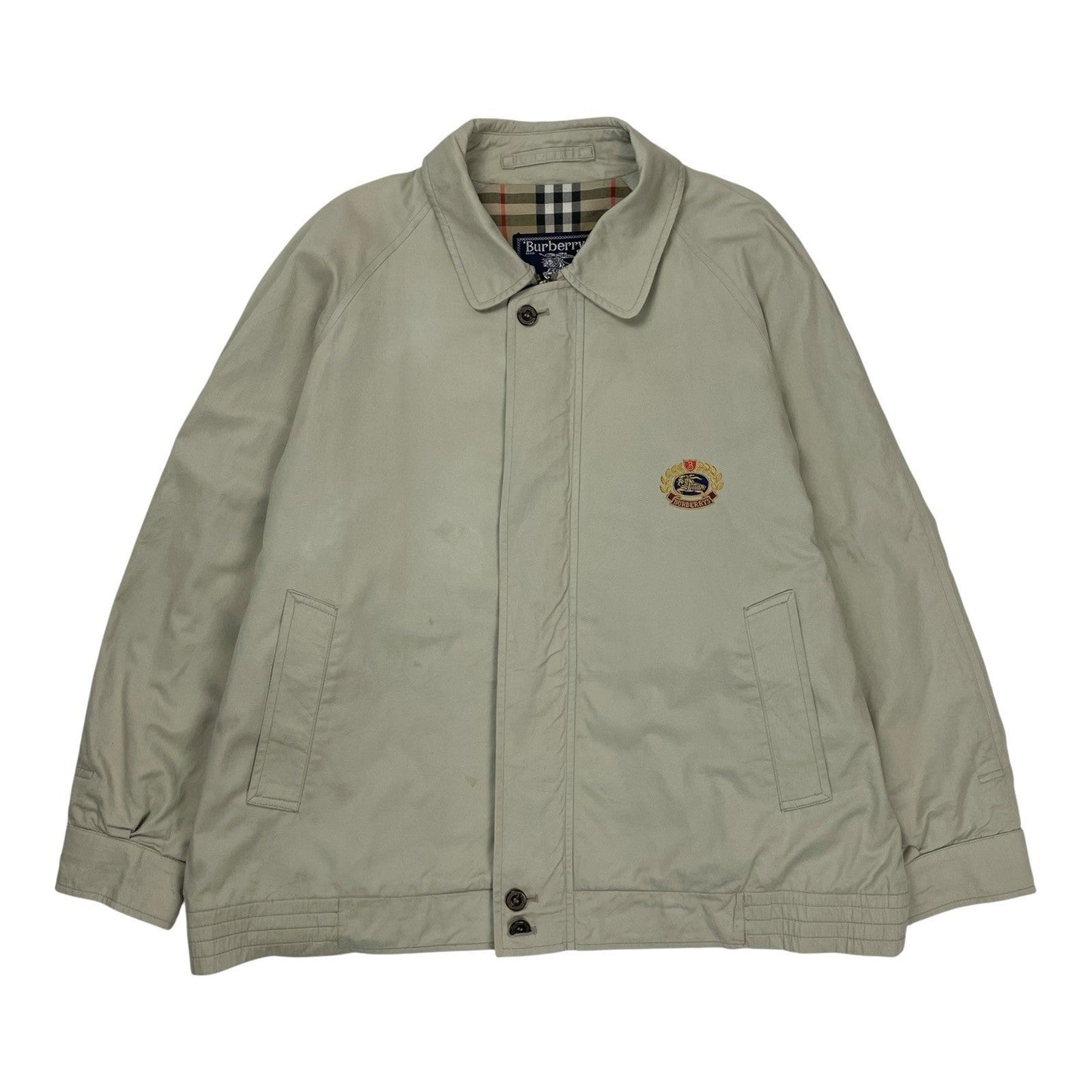 Vintage Burberry Nova Check Crest Harrington Jacket, Size Medium | O/S, Red
