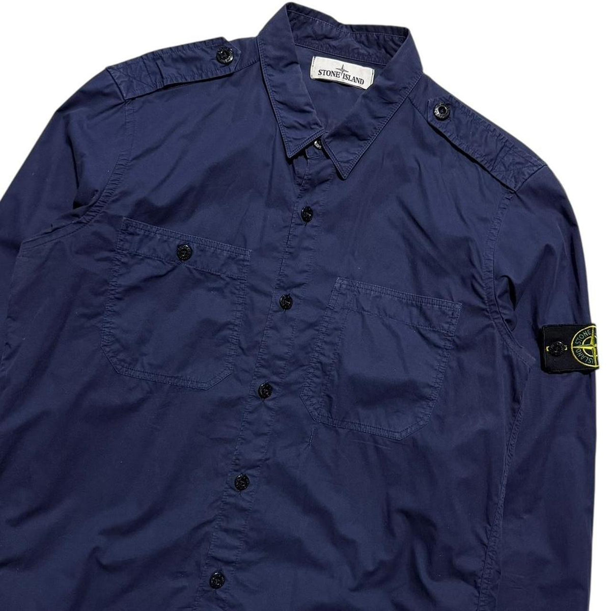 Stone Island Button Up Shirt | Large, Navy