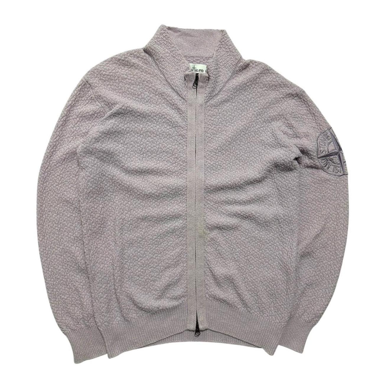 Stone Island Full Zip Knit | Small, Light Grey
