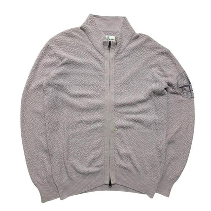Stone Island Full Zip Knit | Small, Light Grey