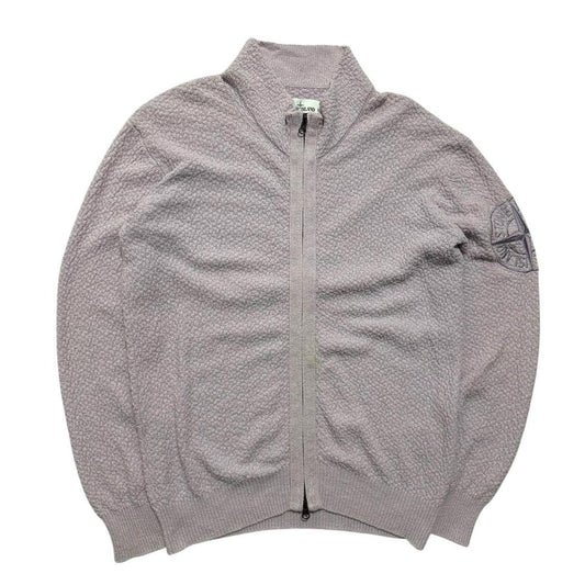 Stone Island Full Zip Knit | Small, Light Grey
