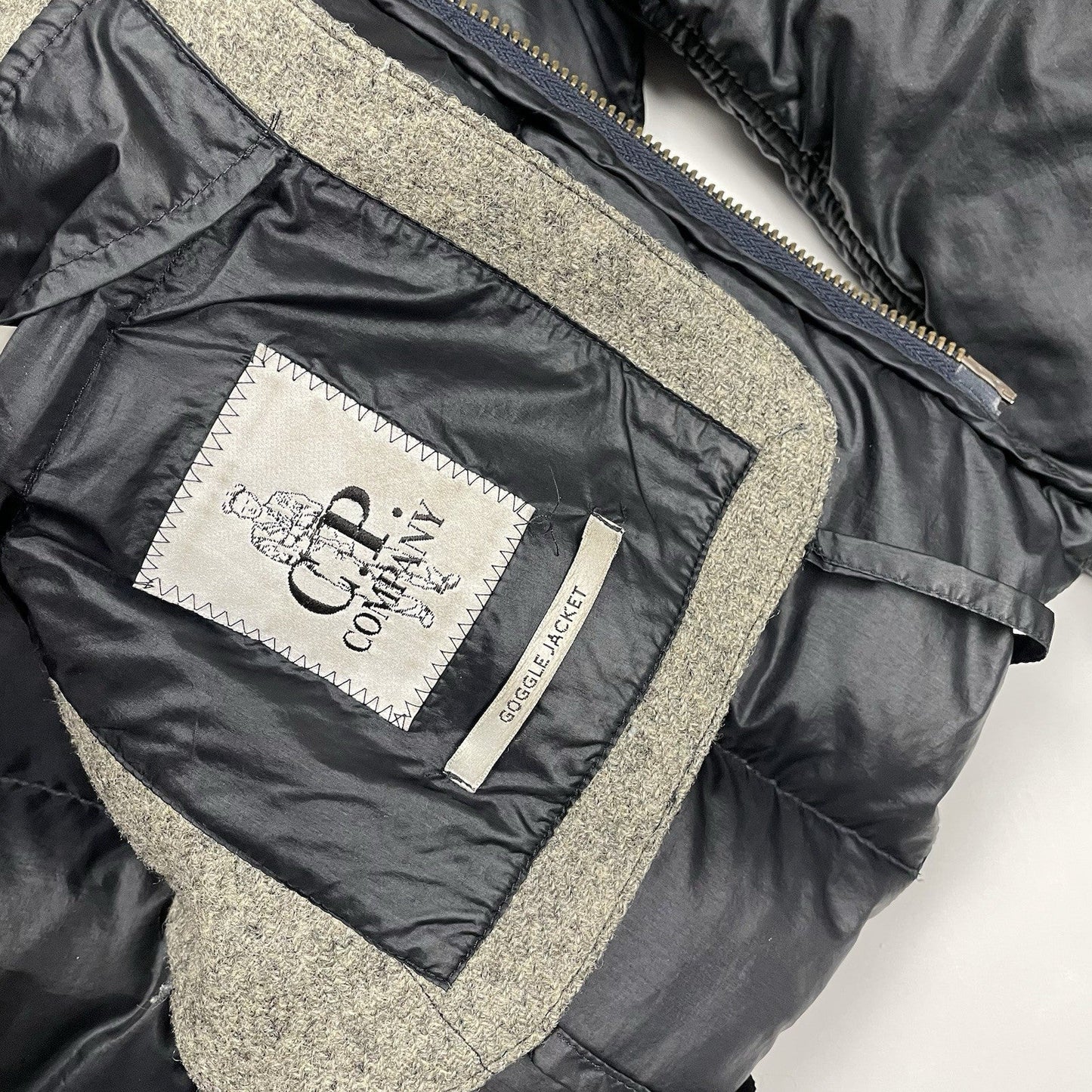 CP Company Down Goggle Puffer Jacket, Size Medium | O/S, Black