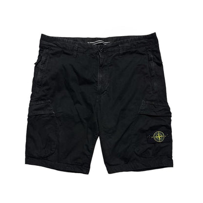 Stone Island Black Canvas Cargo Shorts - Known Source